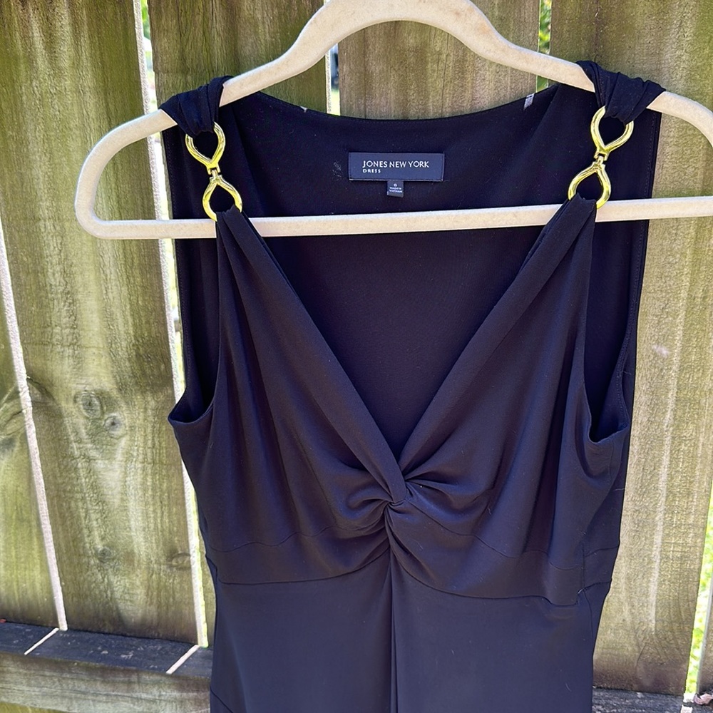 Jones New York classy dressy midi length black Dress